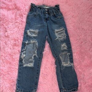 Distressed Blue Denim Jeans